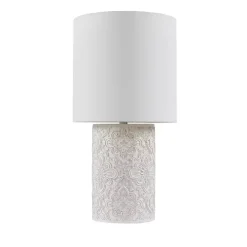 Cream Embossed Floral Table Lamp