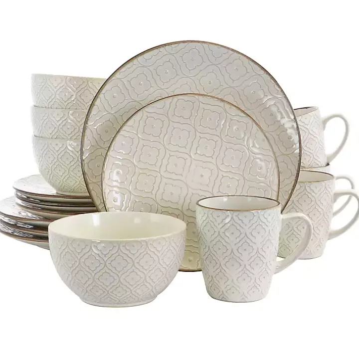 Cream Embossed 16-pc. Dinnerware Set