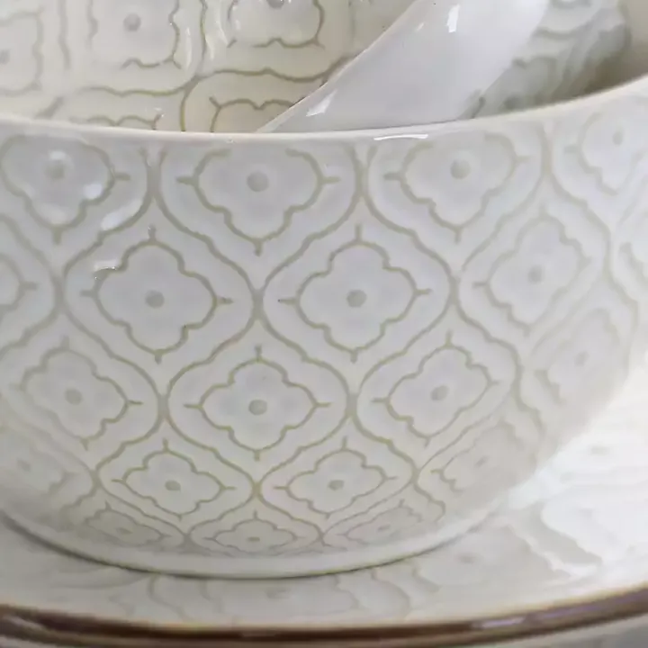 Cream Embossed 16-pc. Dinnerware Set