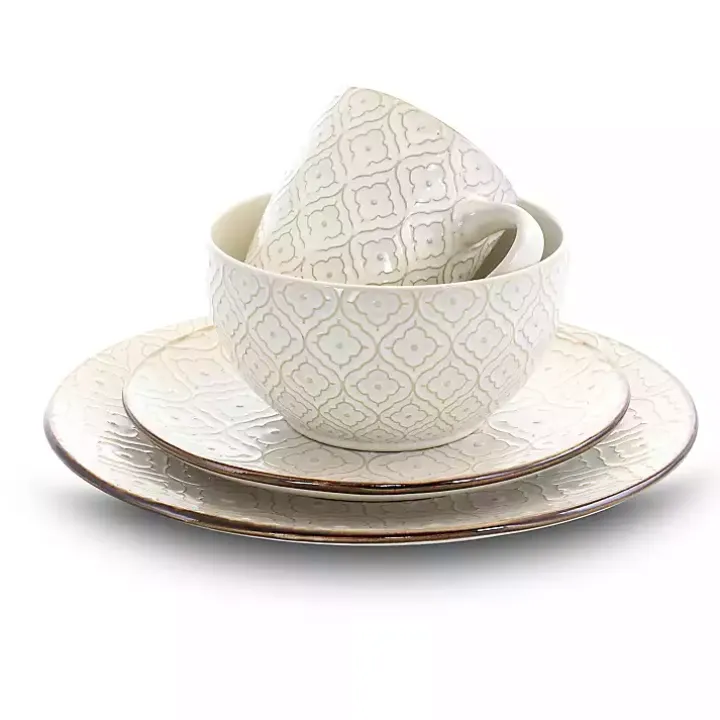 Cream Embossed 16-pc. Dinnerware Set