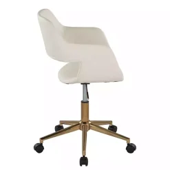 Cream Faux Leather & Gold Marshall Office Chair