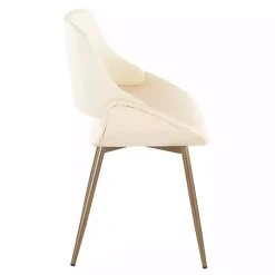 Cream Faux Leather Scooped Accent Chairs, Set of 2