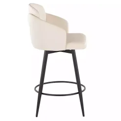 Cream Faux Leather Swivel Counter Stools, Set of 2