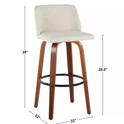 Cream Faux Leather Torino Bar Stools, Set of 2