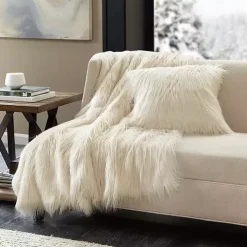Cream Faux Mink Fluffy Throw