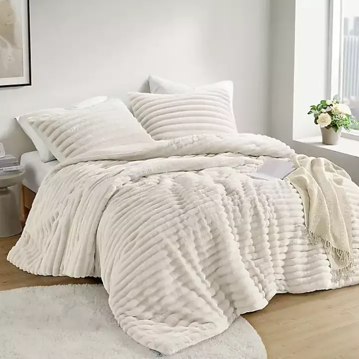 Cream Fluffy Ribbed 2-pc. Twin Comforter Set