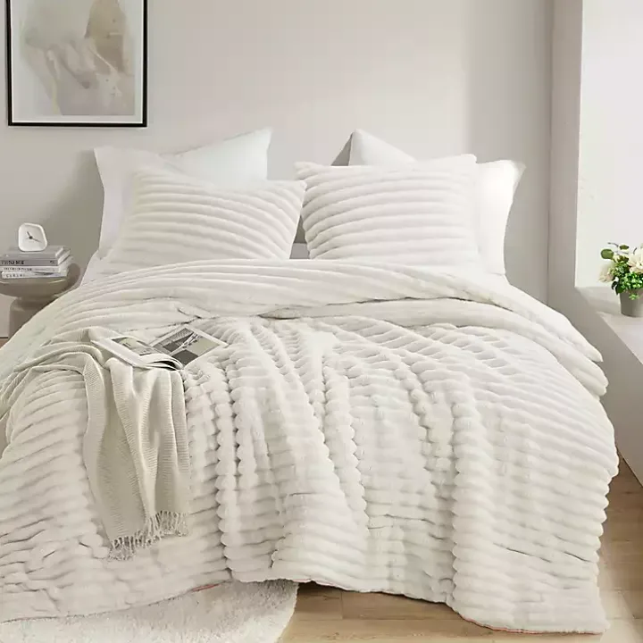 Cream Fluffy Ribbed 2-pc. Twin Comforter Set