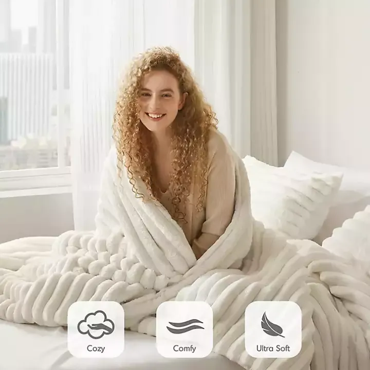 Cream Fluffy Ribbed 2-pc. Twin Comforter Set