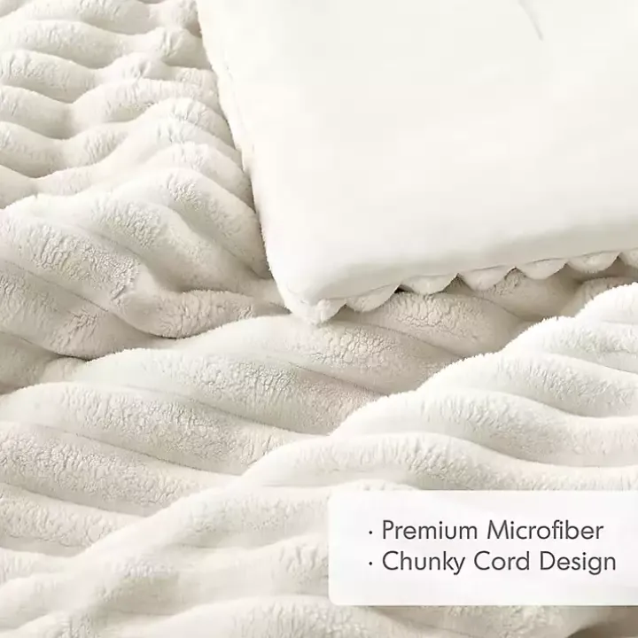 Cream Fluffy Ribbed 2-pc. Twin Comforter Set