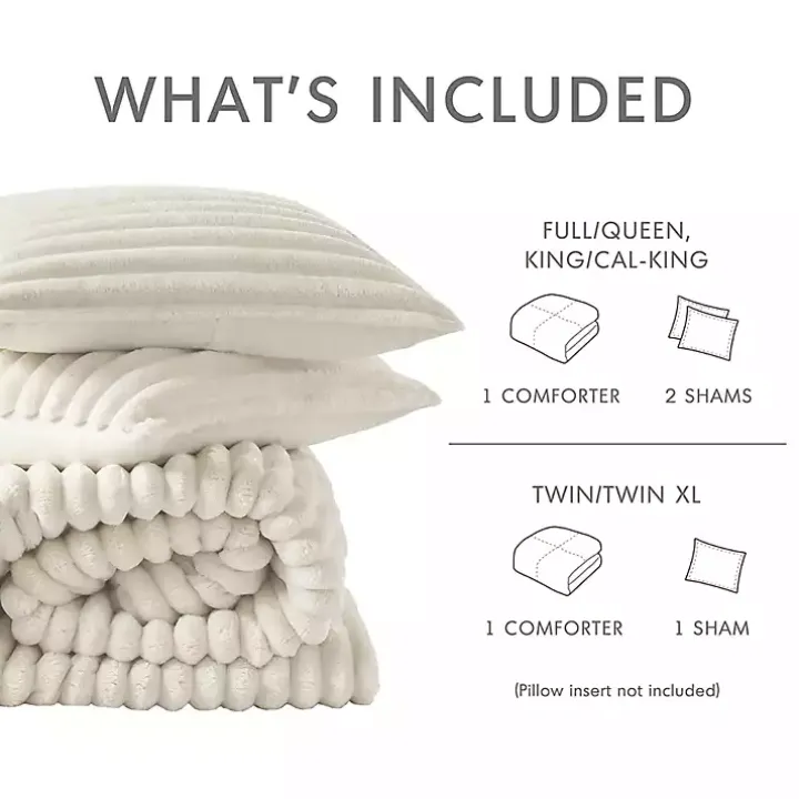 Cream Fluffy Ribbed 2-pc. Twin Comforter Set
