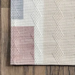 Cream Geometric Shapes Washable Area Rug, 8x10