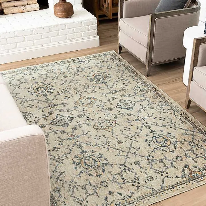 Cream Granary Floral Area Rug, 6x9