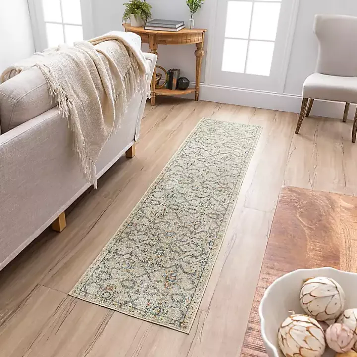 Cream Granary Floral Runner, 2x10