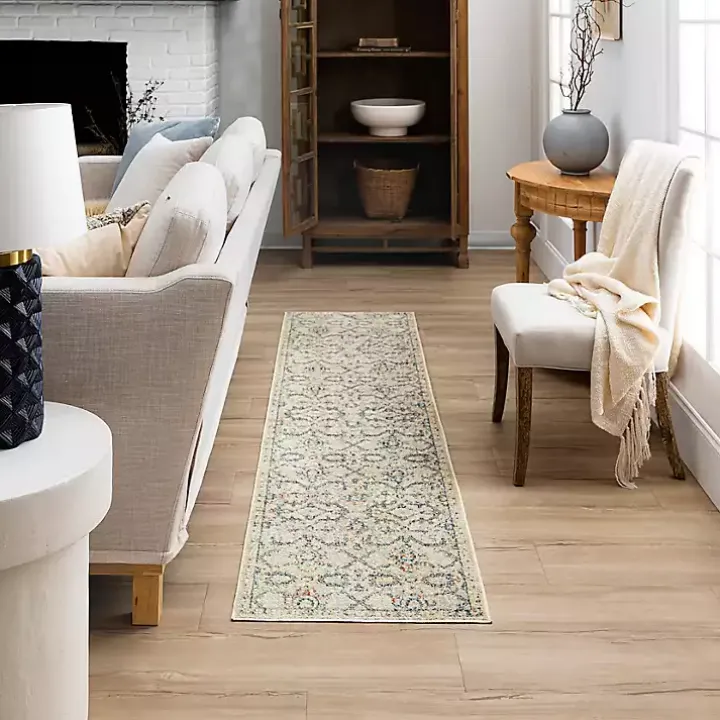 Cream Granary Floral Runner, 2x10