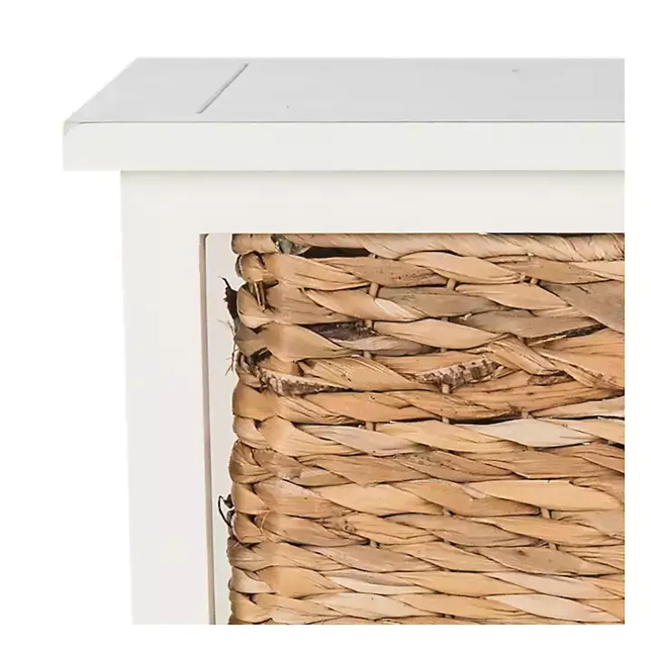 Cream Hailey Wicker Basket Storage Accent Table