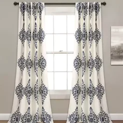 Cream Keya Medallion Curtain Panel Set, 84 in.