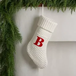 Cream Knit Monogram B Christmas Stocking