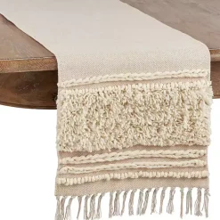 Cream Knotted Cotton Table Runner