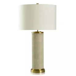 Cream Leather and Gold Table Lamp