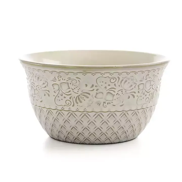 Cream Lotus Pattern 16-pc. Square Dinnerware Set