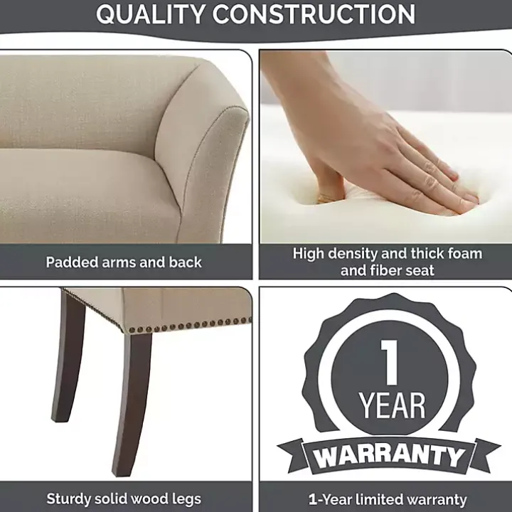 Cream Low Back Flared Arms Bench