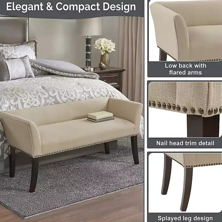 Cream Low Back Flared Arms Bench