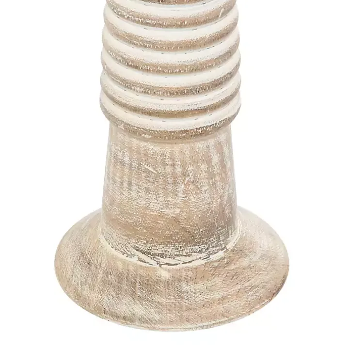 Cream Mango Wood Candle Holders, Set of 3