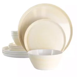 Cream Melamine Round 12-pc. Dinnerware Set