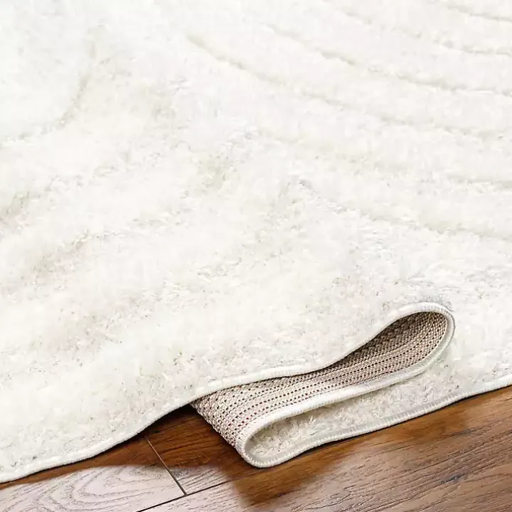 Cream Modern Curve Area Rug, 5x7