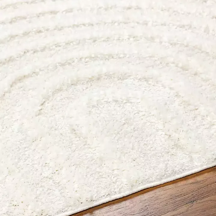 Cream Modern Curve Area Rug, 5x7