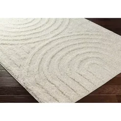 Cream Modern Curve Area Rug, 5x7