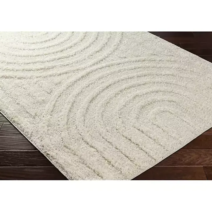 Cream Modern Curve Area Rug, 5x7
