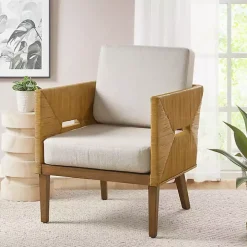 Cream Natural Rattan Accent Chair