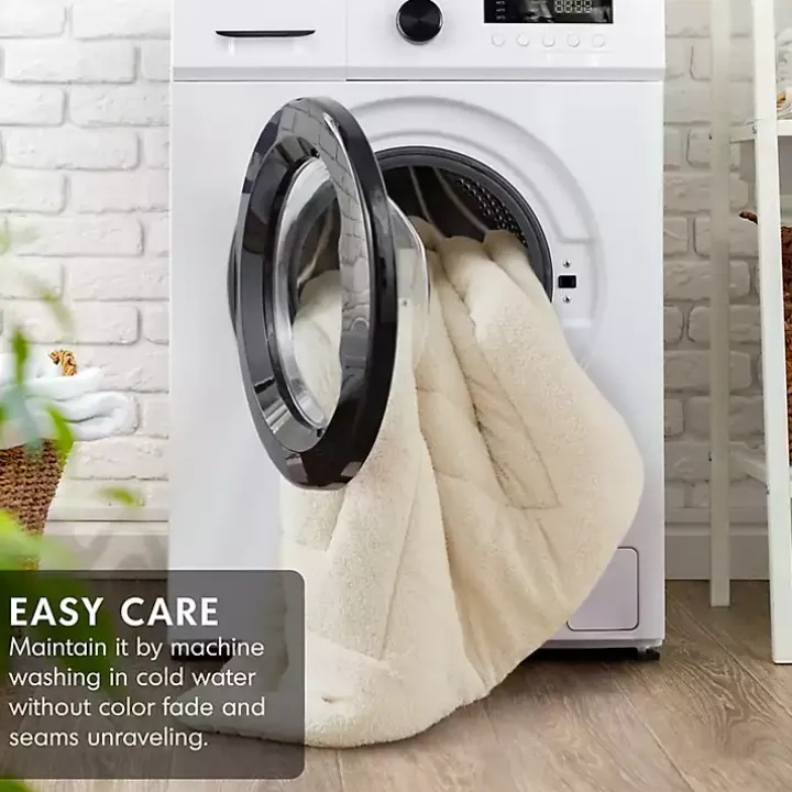 Cream Quilted Teddy 3-pc. King Comforter Set