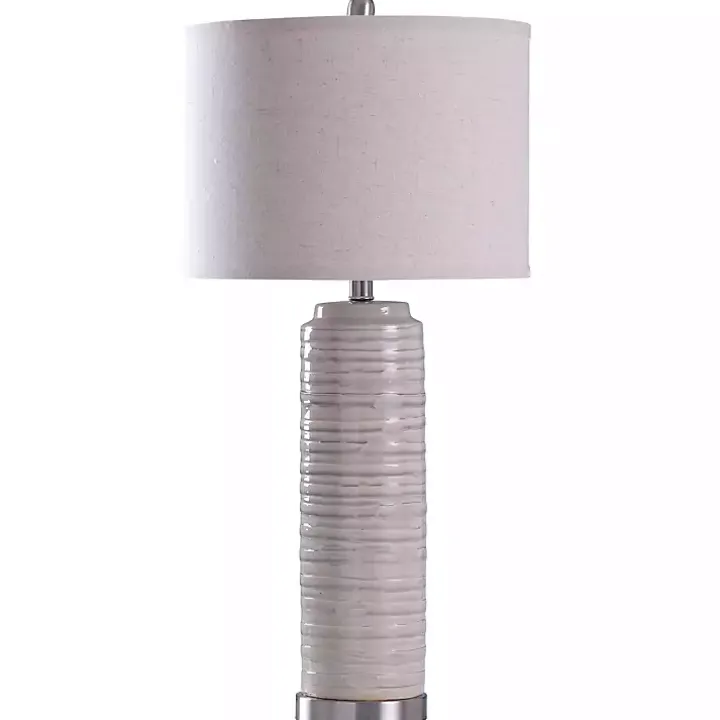 Cream Ringed Ceramic Table Lamp