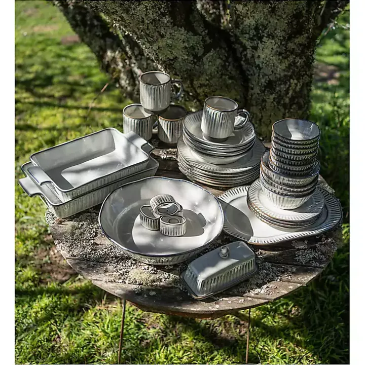 Cream Scalloped Clay 2-pc. Serveware Set