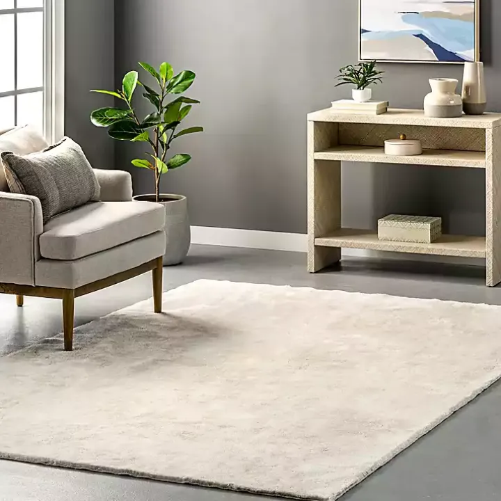 Cream Shag Washable Area Rug, 8x10