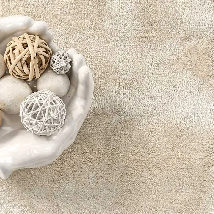 Cream Shag Washable Area Rug, 8x10