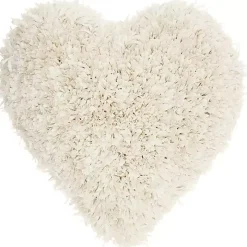 Cream Shaggy Heart Shaped Pillow