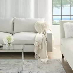 Cream Shaggy Heart Shaped Pillow