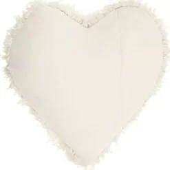 Cream Shaggy Heart Shaped Pillow