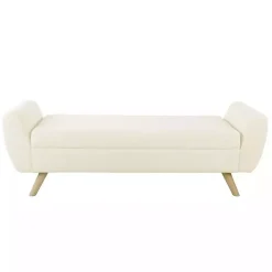 Cream Sherpa and Wood Storage Bench