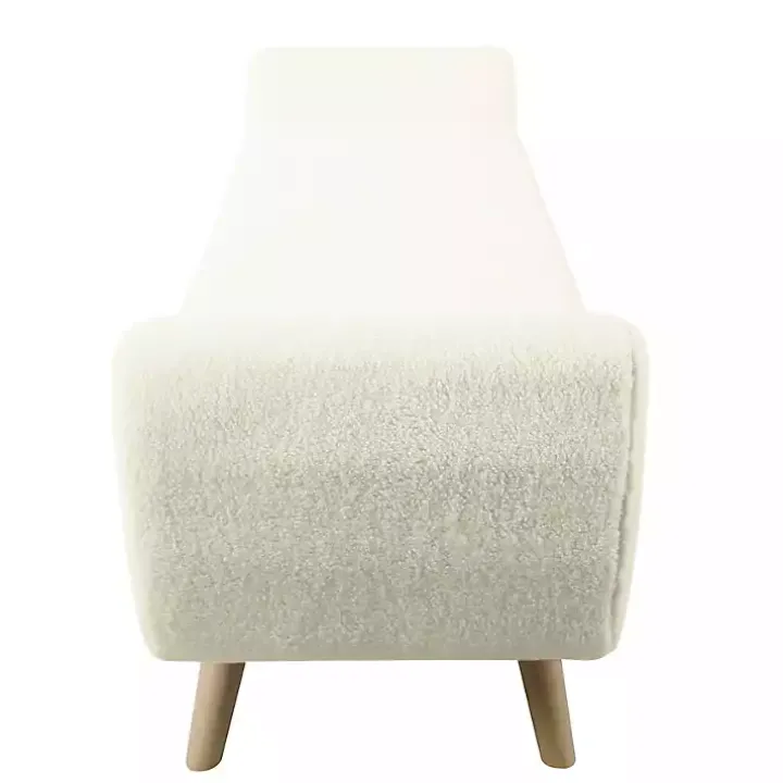 Cream Sherpa and Wood Storage Bench