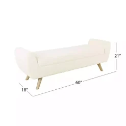 Cream Sherpa and Wood Storage Bench