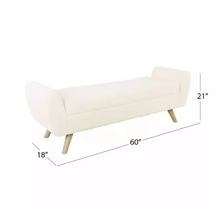 Cream Sherpa and Wood Storage Bench