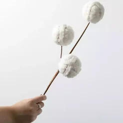 Cream Sherpa Ball Christmas Spray Stems, Set of 3