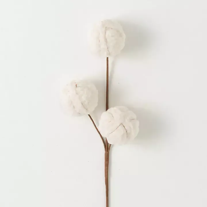 Cream Sherpa Ball Christmas Spray Stems, Set of 3