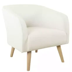 Cream Sherpa Upholstered Barrel Accent Chair