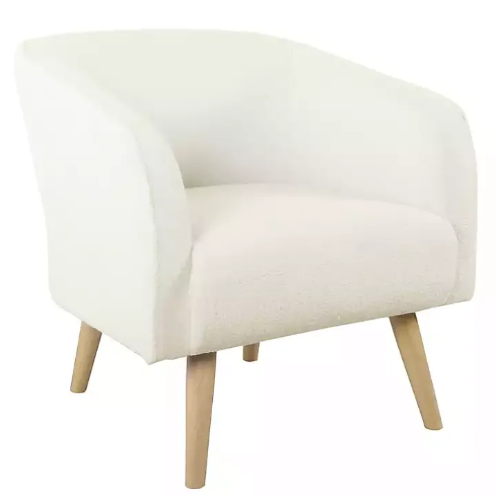 Cream Sherpa Upholstered Barrel Accent Chair