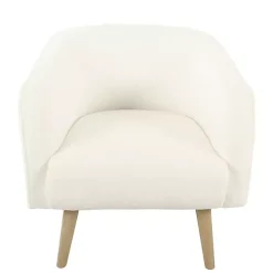 Cream Sherpa Upholstered Barrel Accent Chair